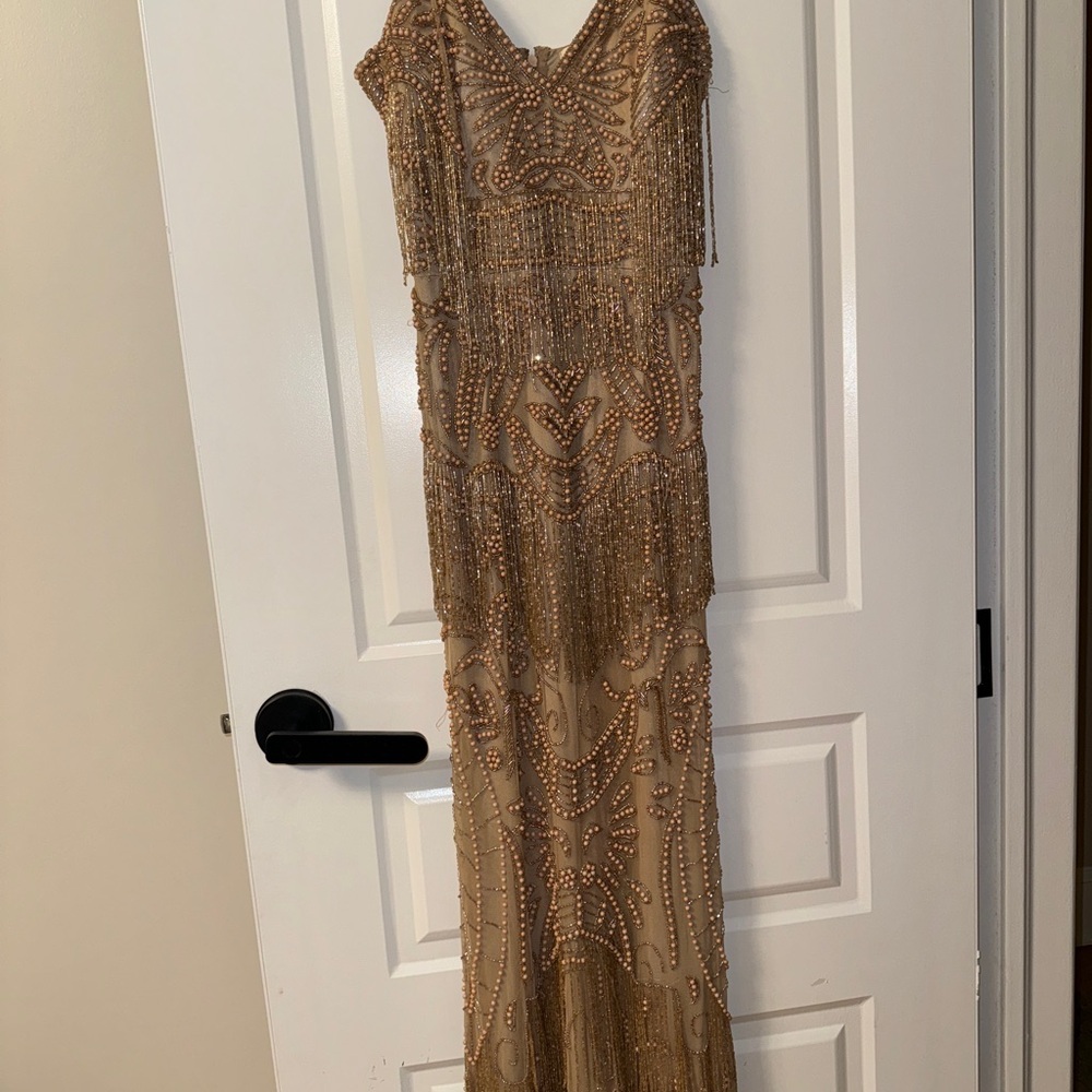 Elegant Beaded Gown in Gold